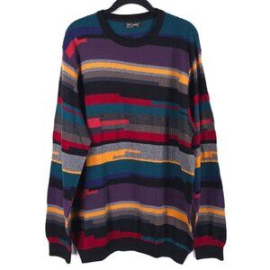 ST. CROIX Luxury ABSTRACT Crew Nk Jacq Knit Pullover Sweater Craftsmanship LARGE